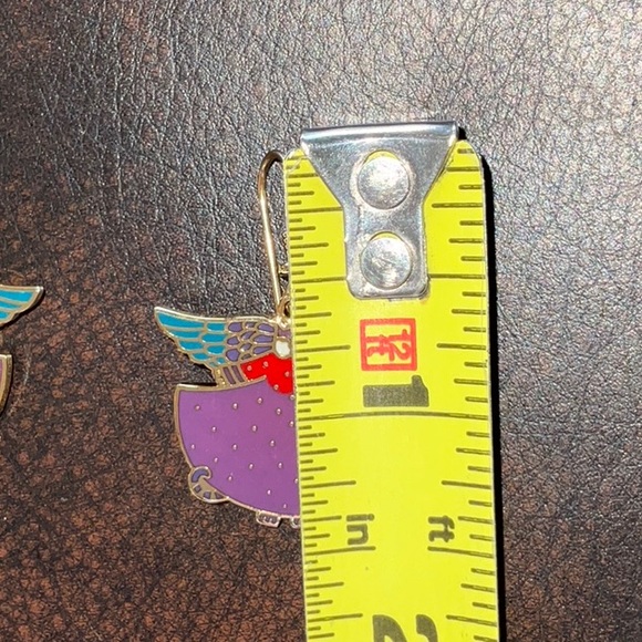 Laurel Burch Cloisonné Angelicat French Ear Wire Earrings 80s - Picture 8 of 9